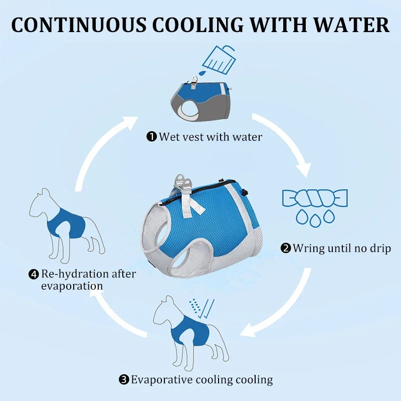 Dog Cooling Vest Adjustable Reflective Harness for Summer - Smarsty