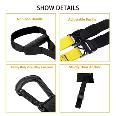 Suspension Training Strap Fitness Strength Power Suspension Trainer Adjustable Yoga Strap Wall Mount Professional Trx Tensioner by Smarsty