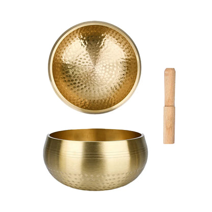 Tibetan Handmade Brass Singing Bowl, Yoga Meditation Bowl for Sound Healing Stress Relief, Buddha Mindfulness bowl Instrument - Smarsty