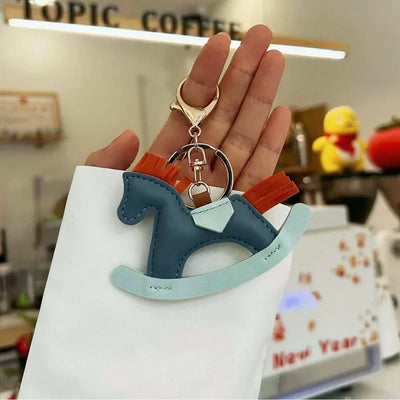 Women's Bag Charm Decoration Cartoon Rocking Wooden Horse Women's Leather Charm Bag Charm Key Chain Cute Bag Accessories Gifts - Smarsty