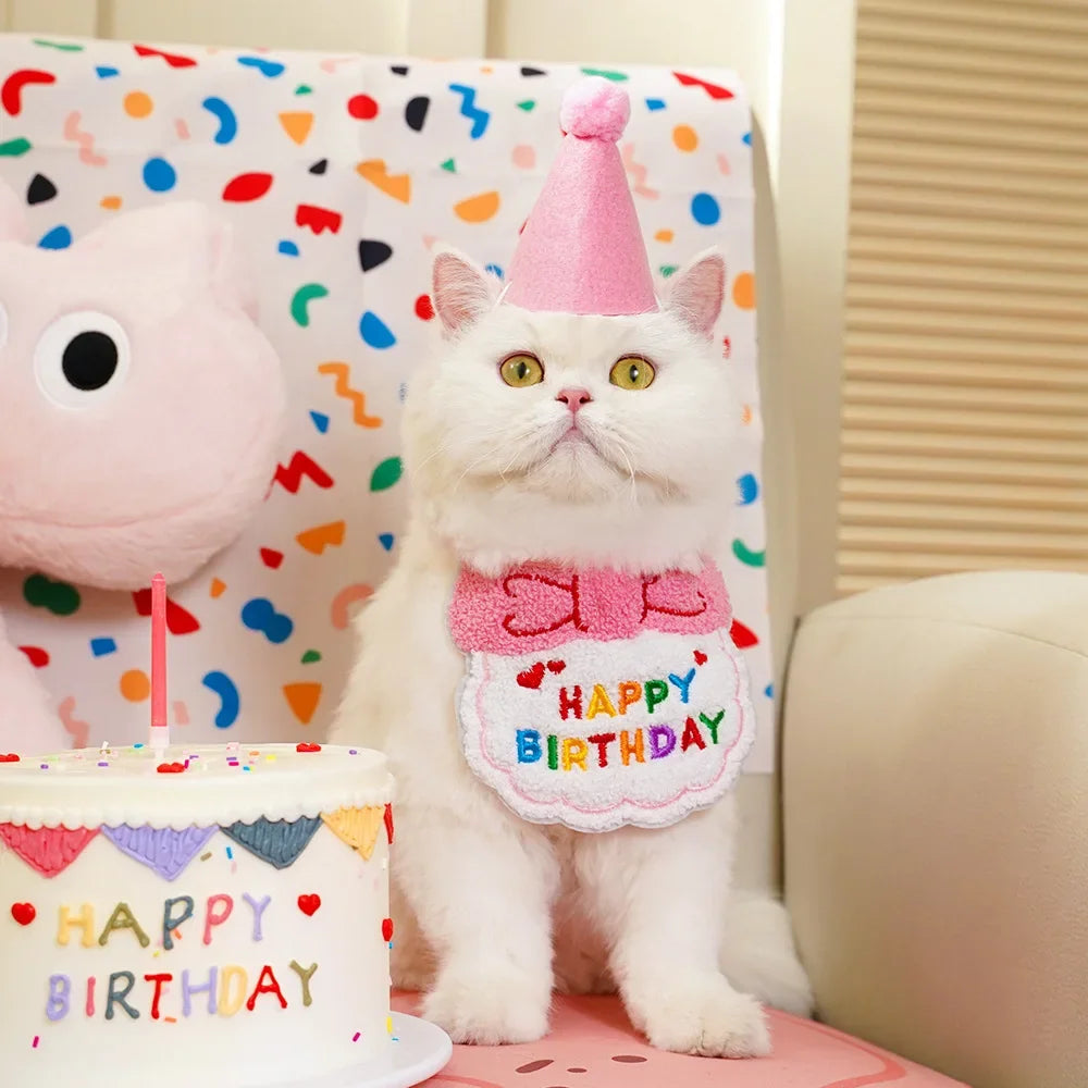 Adjustable Pet Birthday Hat and Bandana Set - Smarsty