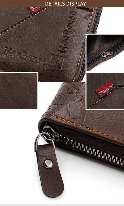 New Men Zipper Wallets Short Card Holder Vintage Male Wallet High Quality PU Leather Classic Coin Pocket Wallet For Boys - Smarsty