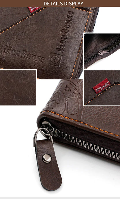 New Men Zipper Wallets Short Card Holder Vintage Male Wallet High Quality PU Leather Classic Coin Pocket Wallet For Boys - Smarsty