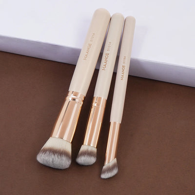 Maange 3Pcs Makeup Brushes With 2Pcs Powder Puffs Set - Smarsty