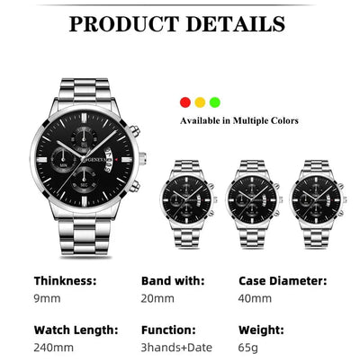 Luxury Silver Stainless Steel Quartz Watch for Men - Smarsty