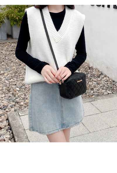 2024 Tassel Small Messenger Bag For Women Trend Lingge Embroidery Camera Female Shoulder Bag Fashion Chain Ladies Crossbody Bags - Smarsty