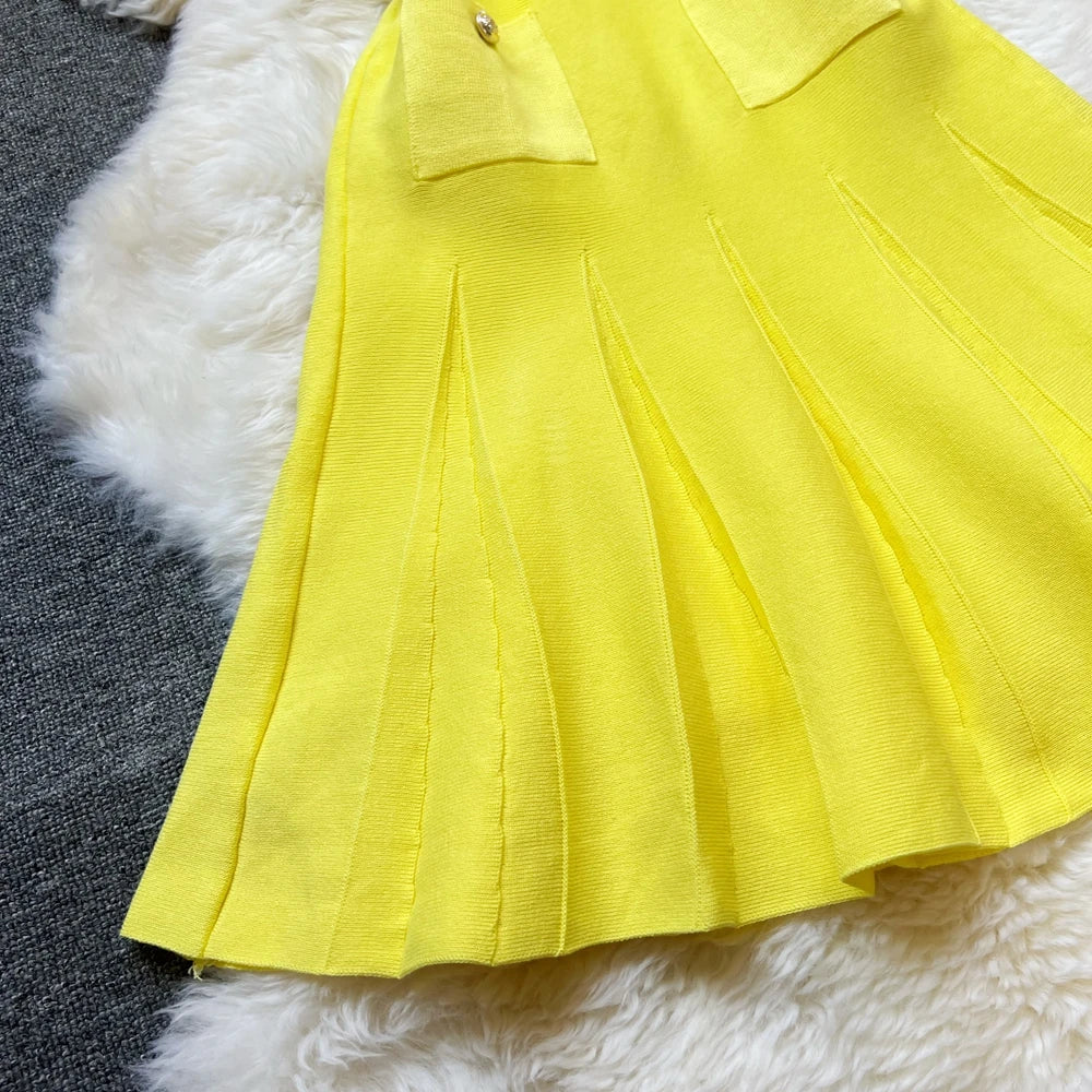 YuooMuoo Chic Fashion 2025 Summer Pleated Short Dress Women O-neck Slim Waist A-line Party Dress Streetwear Lady Outfits Vestido - Smarsty