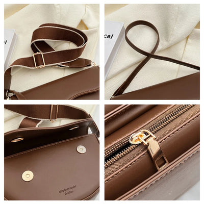 Women Vintage Saddle Bag With Wide Strap Crossbody - Smarsty