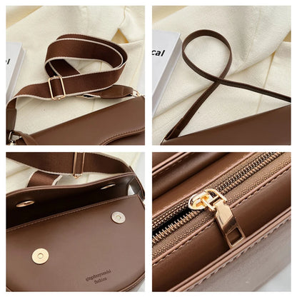 Women Vintage Saddle Bag With Wide Strap Crossbody - Smarsty