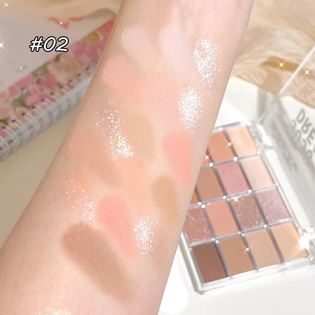 16-Color Pearlescent Matte Eyeshadow Palette for Daily Makeup - Smarsty