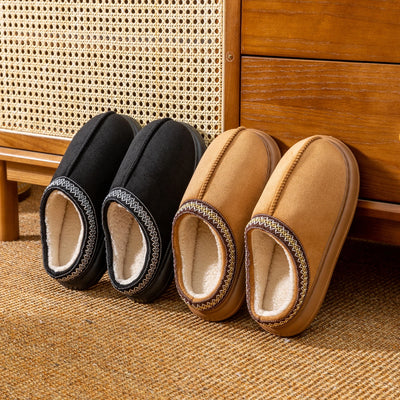 Men's Plush Fleece Lined Slippers Winter Warm House Shoes with Thick EVA Sole for Indoor/Outdoor Use Cozy Non-Slip Home Footwear - Smarsty