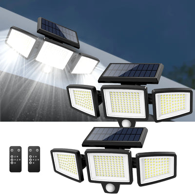 Outdoor Waterproof Solar Light with Motion Sensor 3-Head 200+ LEDs Security Light for Porches Garages Yard Entrances - Smarsty