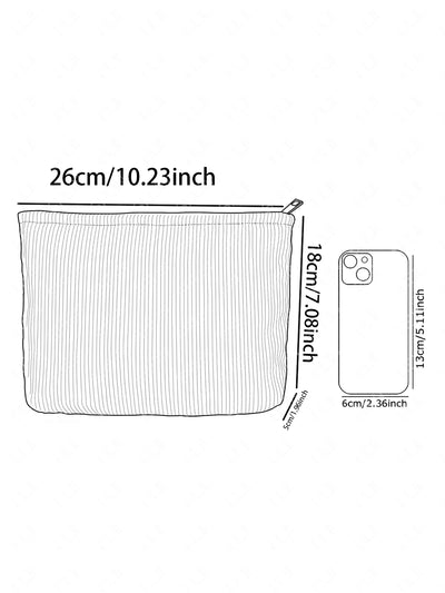 Corduroy Makeup Bag Lightweight Travel Cosmetic Organizer - Smarsty