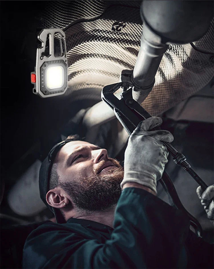 COB Keychain Work Light with Battery Display 8Mode Rechargeable High Lumens Portable LED Light for Camping Hiking Running by Smarsty