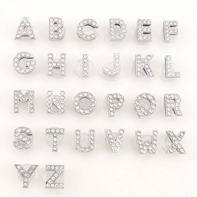 1PC Shoe Charms Glitter Rhinestone Letter Crystal Alphabet Shoes Charm Decorations Jewelry Slider Bracelet Wristbands Accessorie - Smarsty