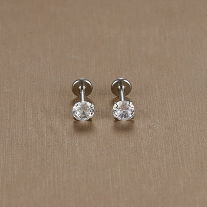 16G Surgical Steel Labret Stud Earrings Secure CZ Comfort - Smarsty
