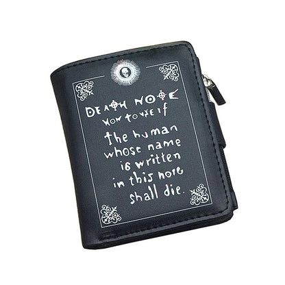 Death Note Anime Black PU Leather Short Wallet Card and Coin Purse for Boys Girls Gift - Smarsty