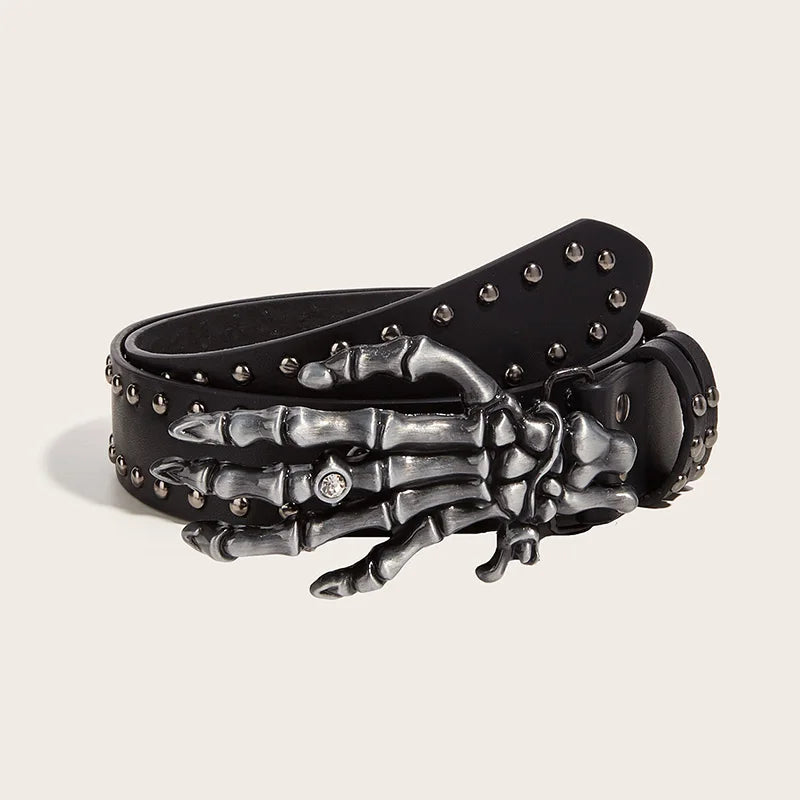 Luxury Punk Goth Rivet Unisex Designer Belt Black - Smarsty