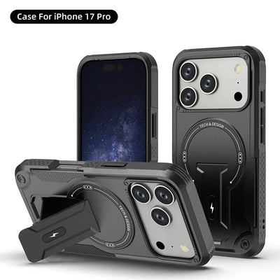 Armour Invisible Bracket For Magsafe Case For iPhone 17 Pro Max Magnetic Wireless Charge Stand Holder Coque  Cover
