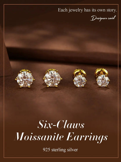 Moissanite Stud Earrings Sterling Silver Brilliant Cut - Smarsty