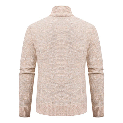 Autumn And Winter New Jersey Men's Casual Sports Coat Solid Color Stand Collar Wweater Grab Fleece Warm Zipper Cardigan - Smarsty