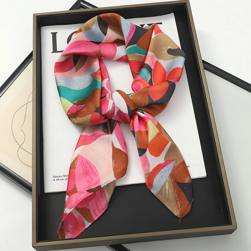 Luxury Square Silk Scarf for Women Stylish Satin Hijab Wrap - Smarsty
