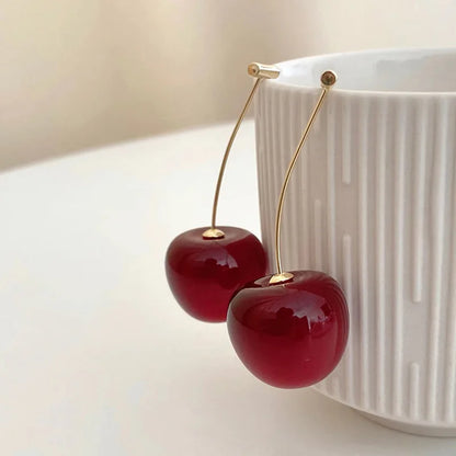 Delicate Sweet Red Cherry Drop Earrings for Women Fashion - Smarsty