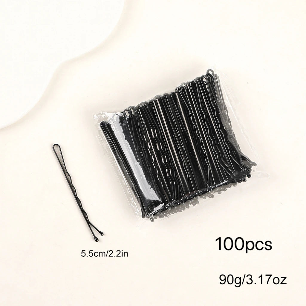 100Pc Bobby Pins Black Secure Hold Salon Hair Kit Set - Smarsty