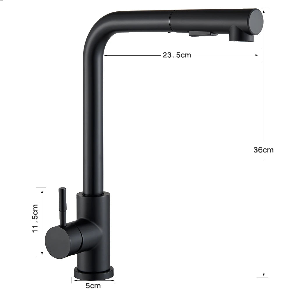 Black Stainless Steel Pull Out Kitchen Faucet with Free Shipping - Smarsty