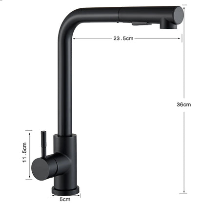 Black Stainless Steel Pull Out Kitchen Faucet with Free Shipping - Smarsty