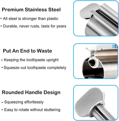 Bathroom Accessories Toothpaste Squeezer Tube Roller Stainless Steel Wringer Roller Rotate Dispenser for Ointments Cosmetics - Smarsty