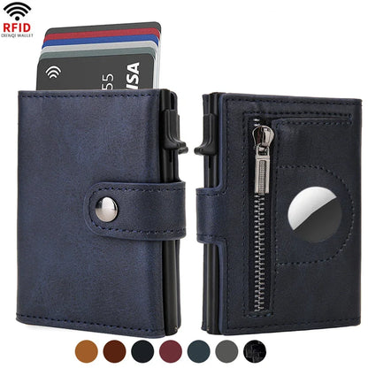 Rfid Carbon Fiber Men Wallets for Airtag Luxury Slim Mini Credit Card Holder Wallets for Men Air Tag Tracker Minimalist Purse - Smarsty