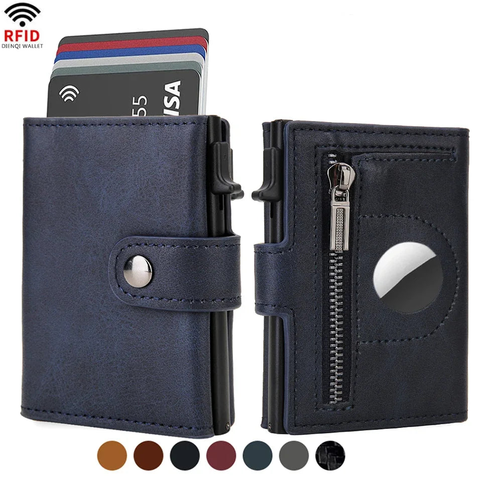 Rfid Carbon Fiber Men Wallets for Airtag Luxury Slim Mini Credit Card Holder Wallets for Men Air Tag Tracker Minimalist Purse - Smarsty