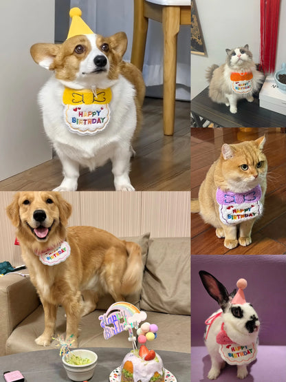Adjustable Pet Birthday Hat and Bandana Set - Smarsty