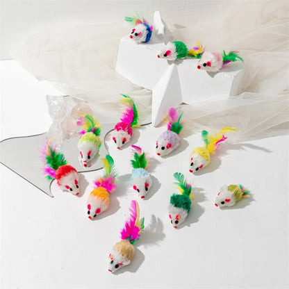 Rainbow Feather Mouse Toy for Cats with Rabbit Fur - Smarsty