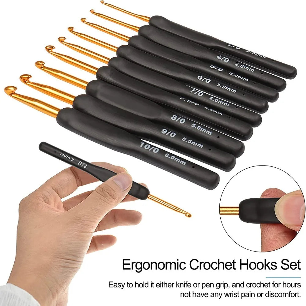 Ergonomic 8PCS Crochet Hook Set for Arthritic Hands - Smarsty