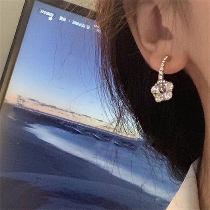 Korean Moon Butterfly Crystal Drop Earrings for Party Women - Smarsty