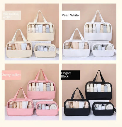 Portable Travel cosmetic bag Women Transparent Makeup Bag Large-Capacity Bath Wash Bags Multifunction Waterproof Storage Case - Smarsty