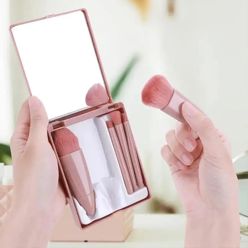 Travel Size Makeup Brushes Set with Case and Mirror - Smarsty