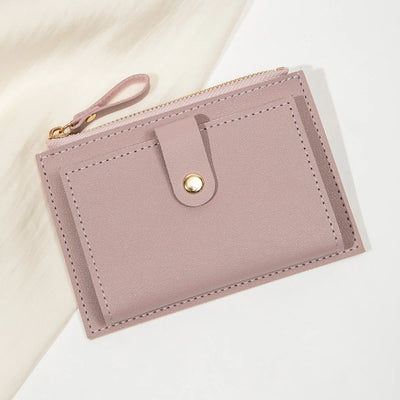 Minimalist and fashionable women's short card bag, ultra-thin mini PU leather zero wallet, women's credit card holder wallet - Smarsty