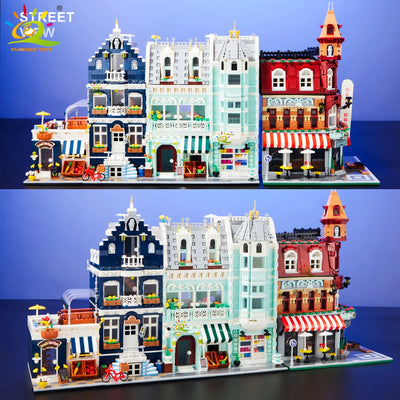 HUIQIBAO Toys MOC City Corner Coffee Shop Architecture Style Street View Micro Building Blocks for Children Construction Bricks - Smarsty