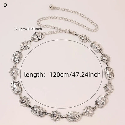 Silver Retro Waist Chain Belt Thin Metal Accessory - Smarsty