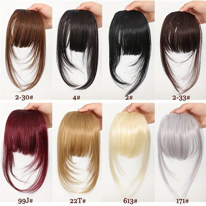 Synthetic Hair Clip-In Bangs Cut Wispy Fringe with Sideburns Dark Brown Natural Look for Women Daily Party Wear - Smarsty