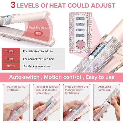 2 in 1 Wireless Hair Straightener and Curler Brush - Smarsty