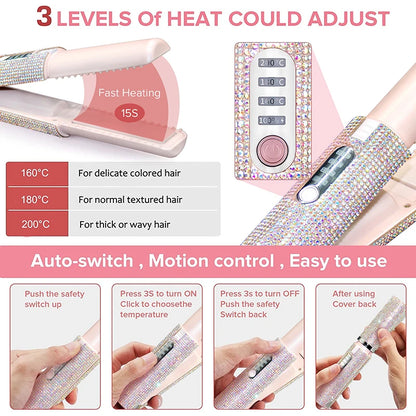 2 in 1 Wireless Hair Straightener and Curler Brush - Smarsty