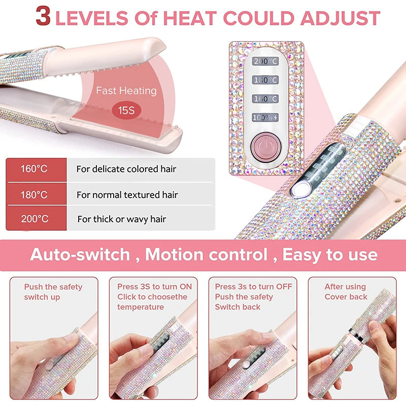 2 in 1 Wireless Hair Straightener and Curler Brush - Smarsty