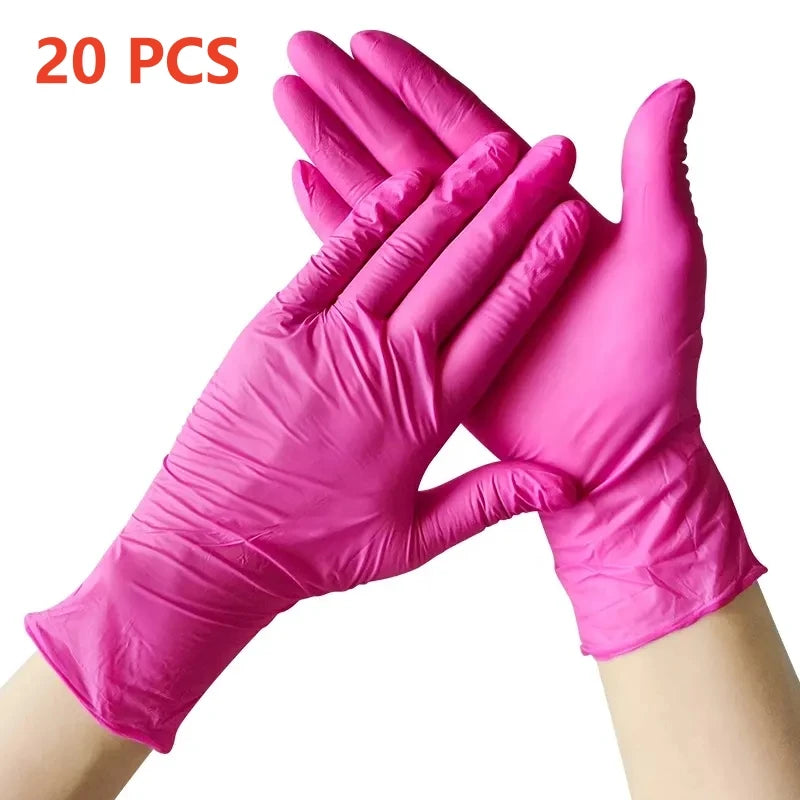 Fuchsia Nitrile Disposable Gloves 20/100PCS 3-mil Powder & Latex Free Household Cleaning Gloves for Cooking Kitchen Esthetician - Smarsty