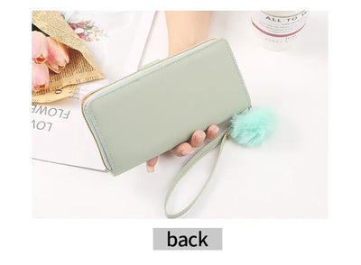 Women Long Wallet Pu Leather Card Holder Large Capacity Hasp Zipper Coin Purse Multi Card Organizer Cell Phone Wristlet Handbag - Smarsty