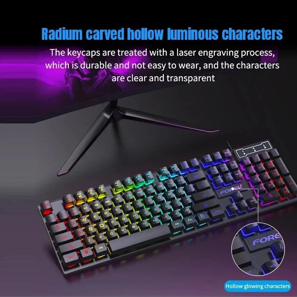 Backlit Mechanical Keyboard Gaming Set With Mouse Bundle