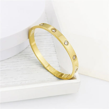 Gold Color Zircon Cross Nut Nail Bracelet for Women - Smarsty